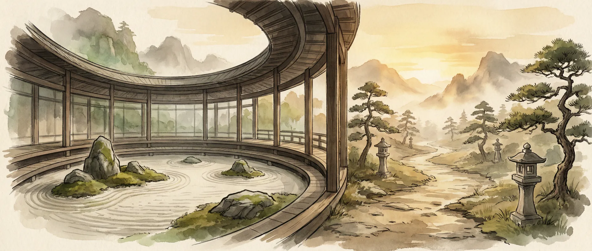 亚博体育 禅意竞技平台巨幕背景 融合日式禅意与体育竞技